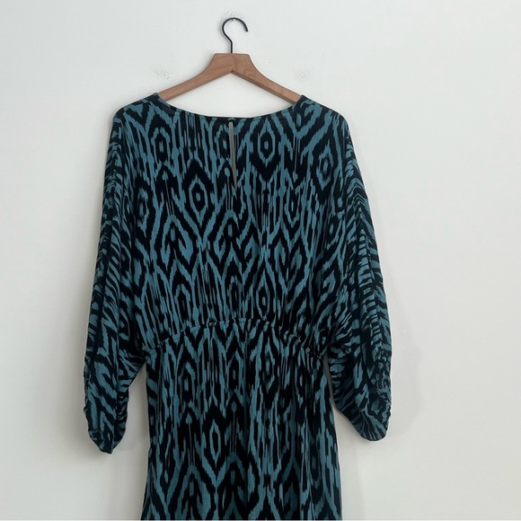 Umgee Plus Ikat Print High Low Dress XL Ruffle Boho Hippie Ruffle Tie Waist - Picture 11 of 16